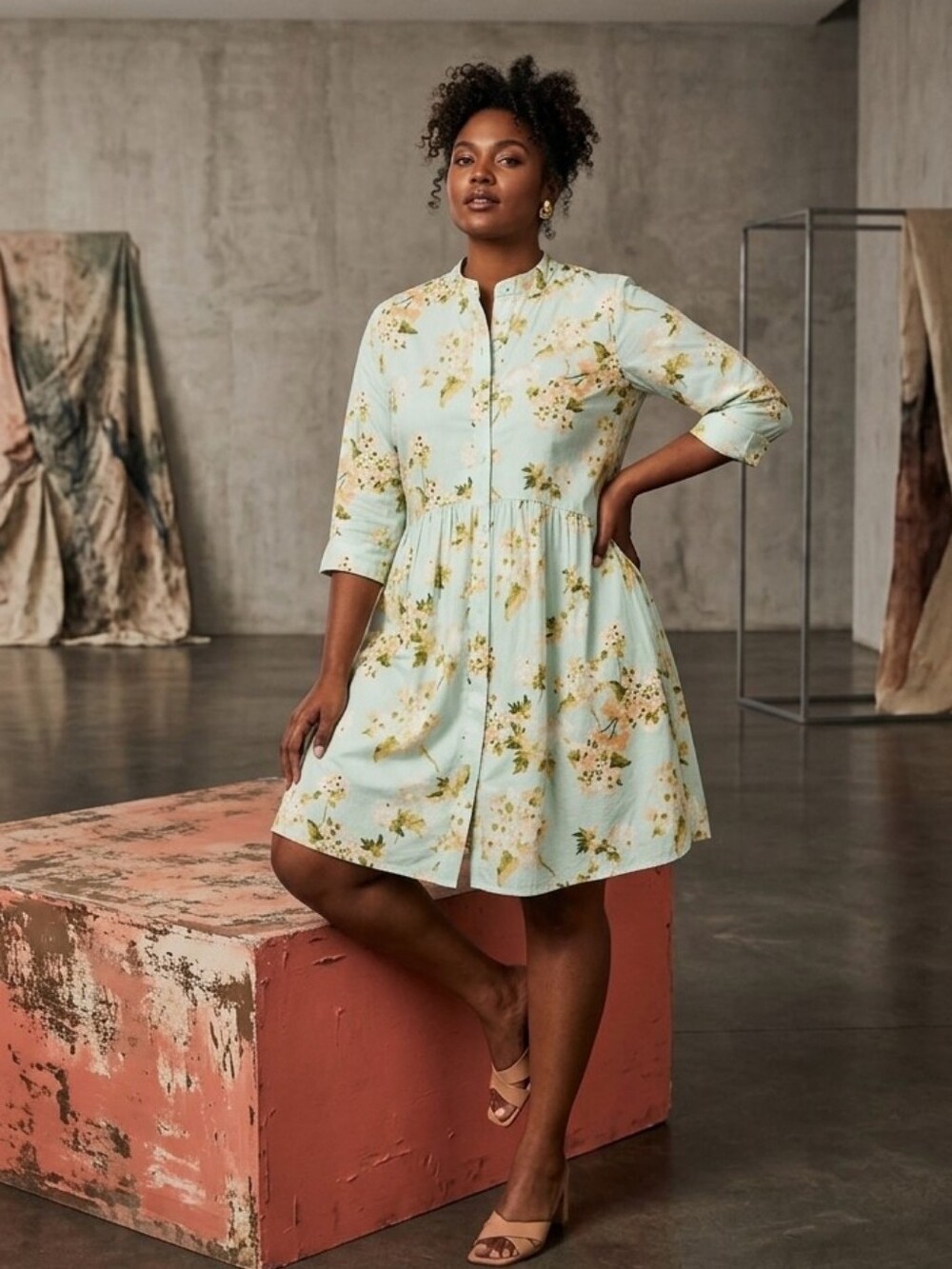 Tuckernuck Aqua watercolor Royal shirt dress size XXL